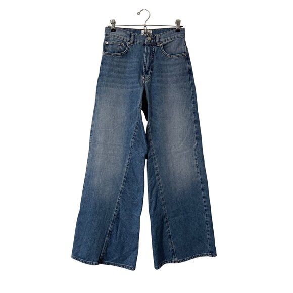 Ganni Camfield Medium Denim Wide Leg Jeans Womens Size 25 - Picture 2 of 7